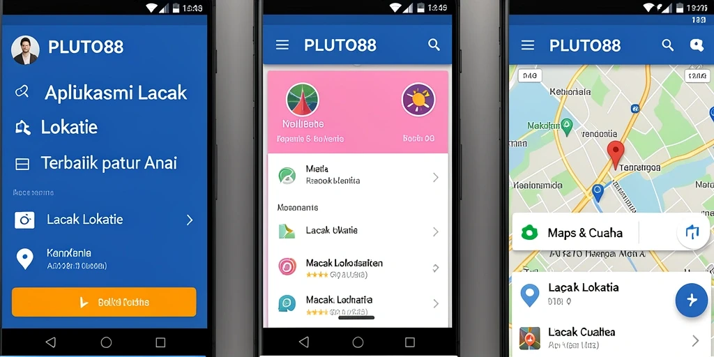 Antarmuka utama PLUTO88 menampilkan fungsi Lacak Lokasi yang lengkap.