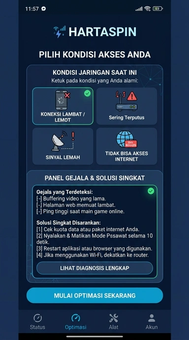 Tampilan link alternatif hartaspin