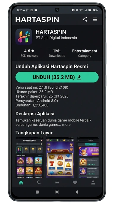Tampilan halaman APK hartaspin