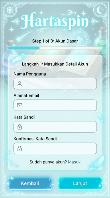 Tampilan halaman daftar hartaspin