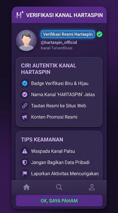 Tampilan kanal resmi hartaspin